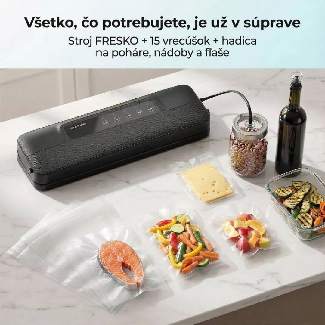FRESKO so sáčkami a vákuovou hadičkou položenými vedľa balenia na stole