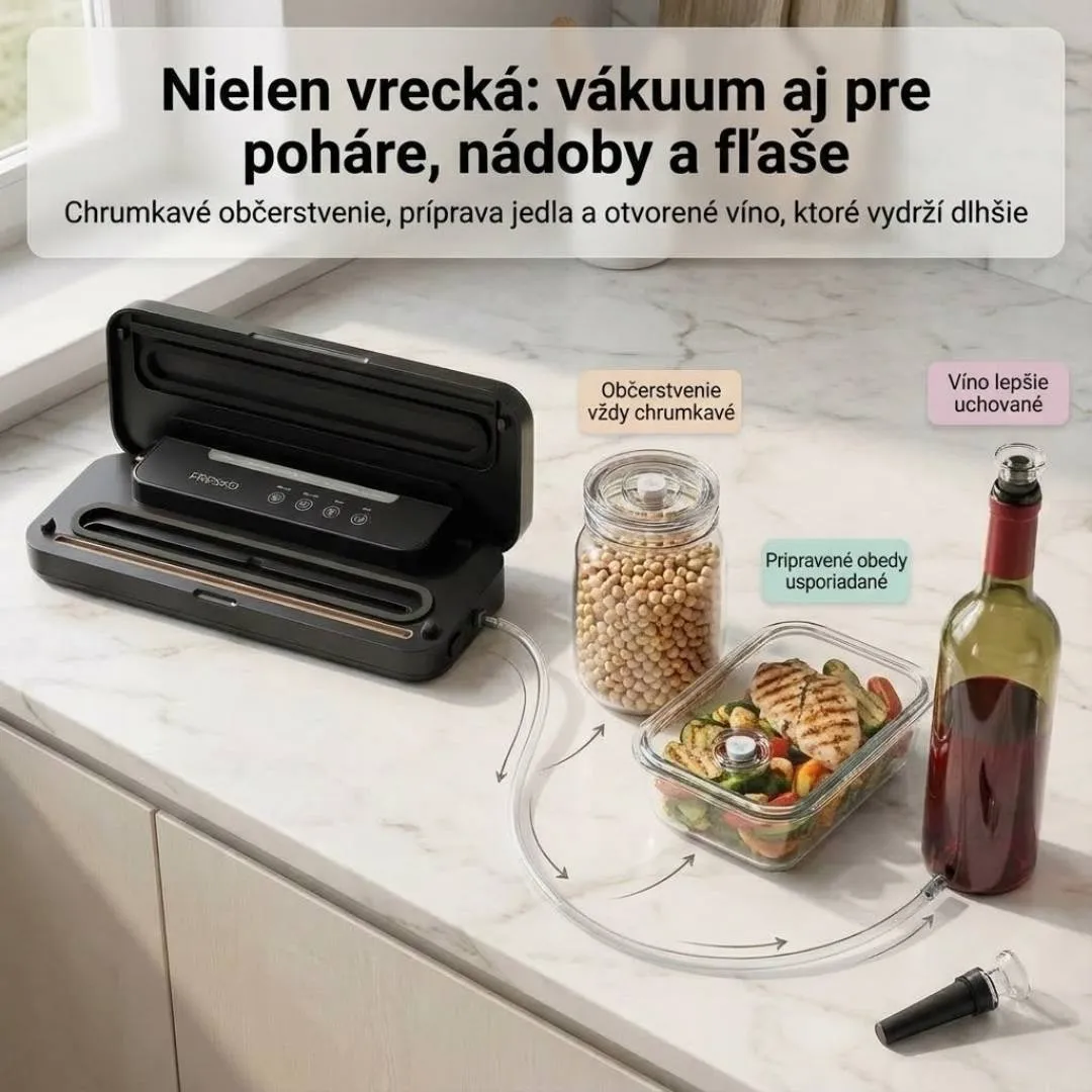 Kompaktná vákuovačka FRESKO položená na linke v modernej kuchyni