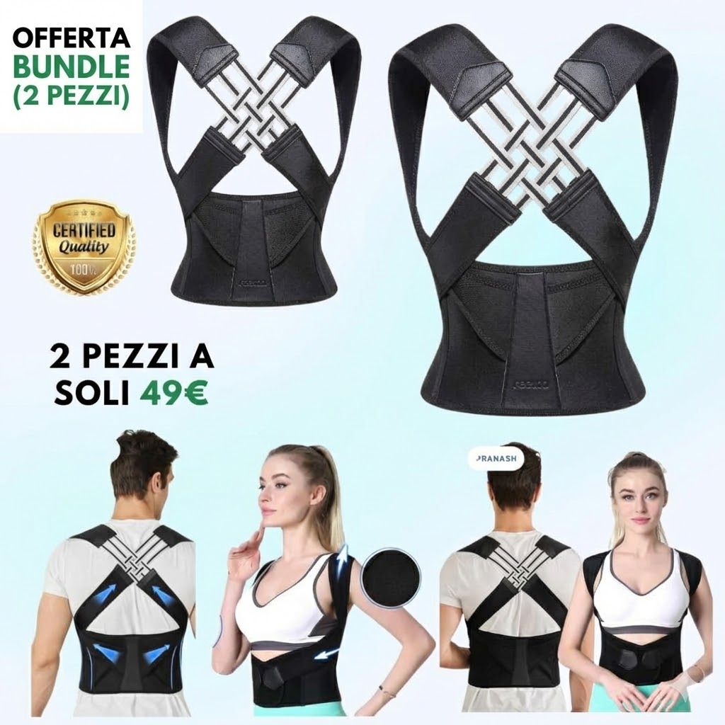 Supporto posturale ergonomico in neoprene, regolabile e discreto