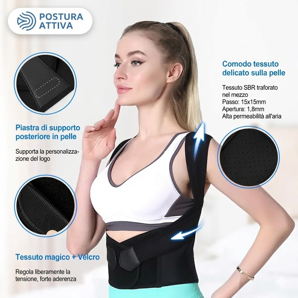 Regolazione delle fasce in velcro del supporto posturale