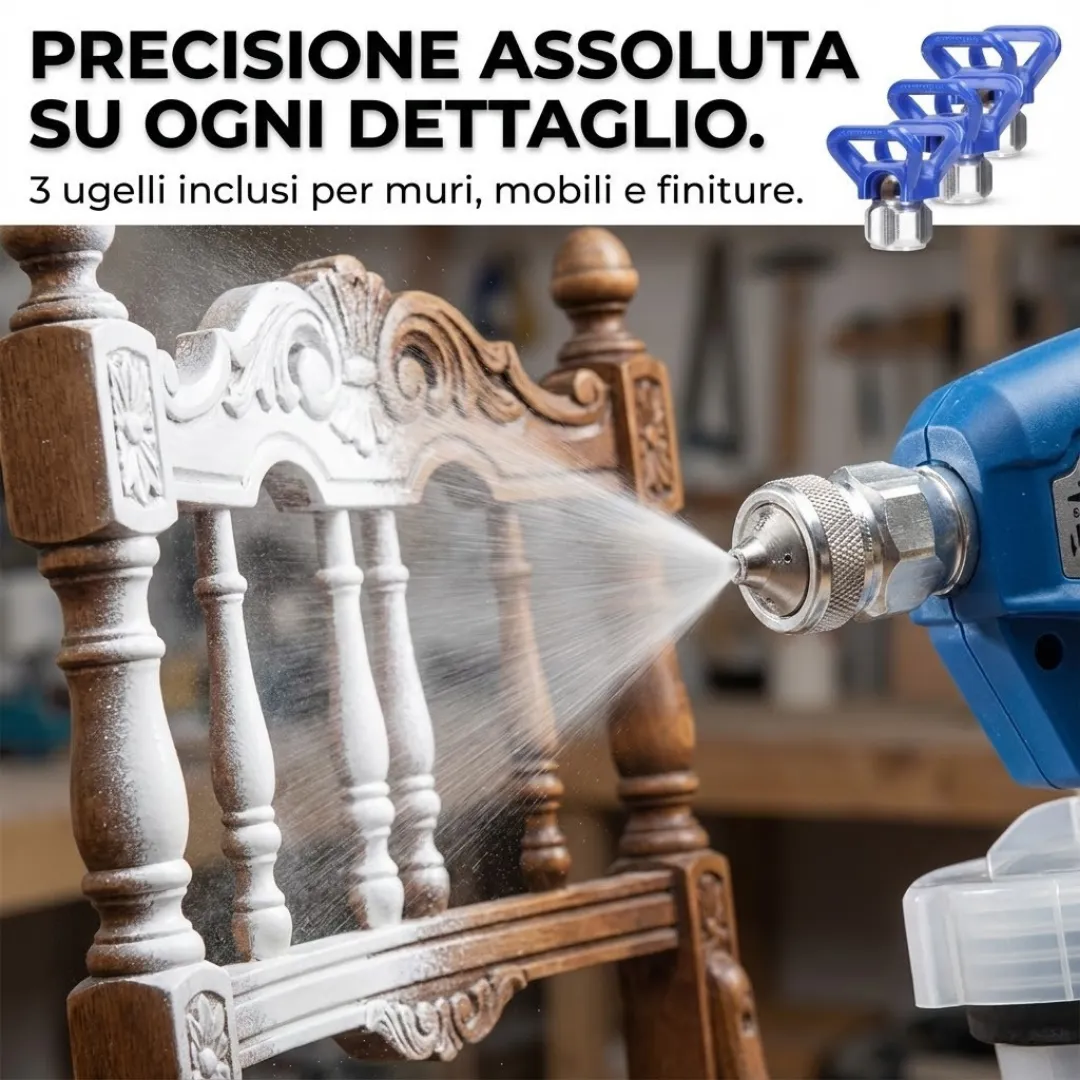 Dettaglio ugello con getto preciso su superficie complessa