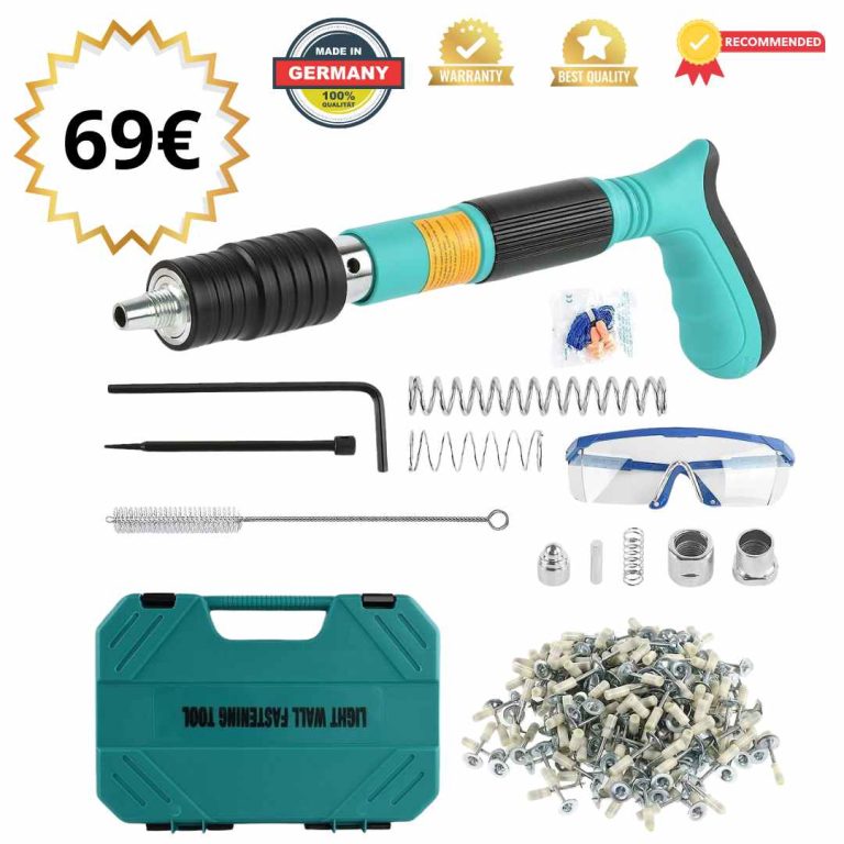 Kit rivettatrice elettrica 800W completo con batteria, caricabatteria e 50 rivetti