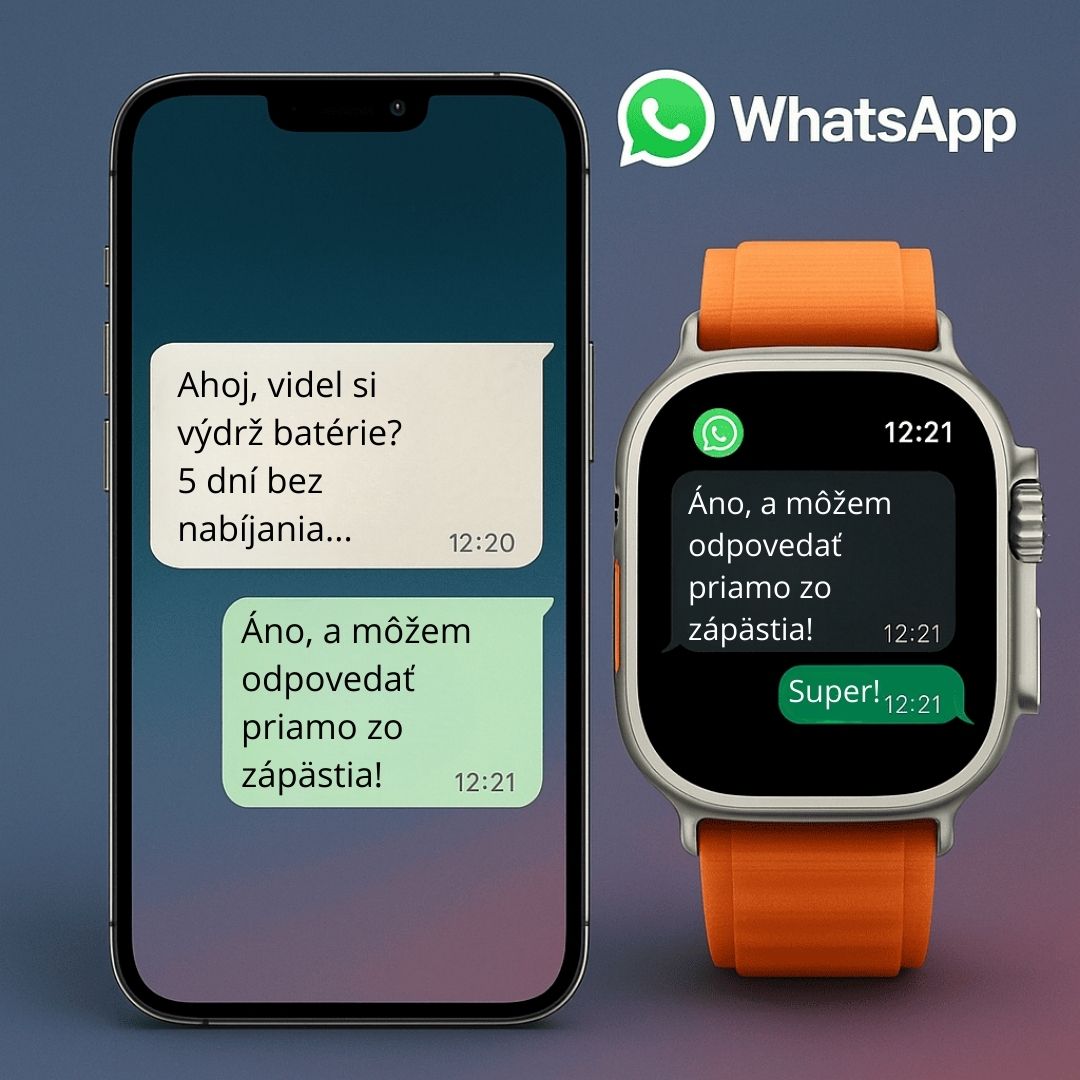 Smartwatch s notifikáciami WhatsApp, Messenger, SMS a hovormi