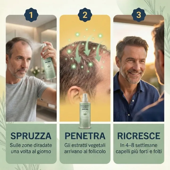 Rosemary Spray che agisce nel follicolo