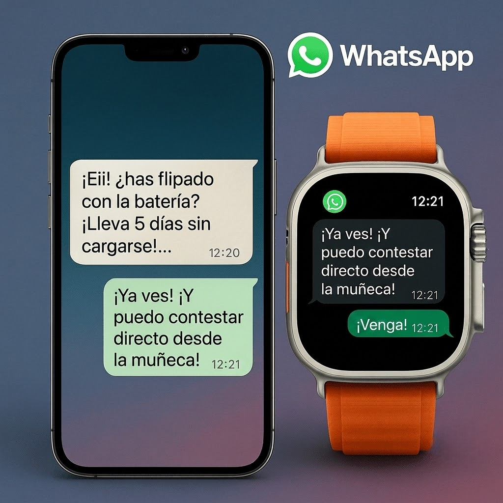 Smartwatch con notificaciones de WhatsApp, Messenger, SMS y llamadas